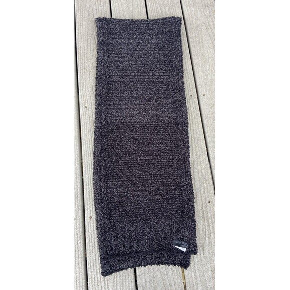 Barefoot Dreams CozyChic Dark Gray Long Scarf Soft Plush Fuzzy Plush Knit - Picture 6 of 11